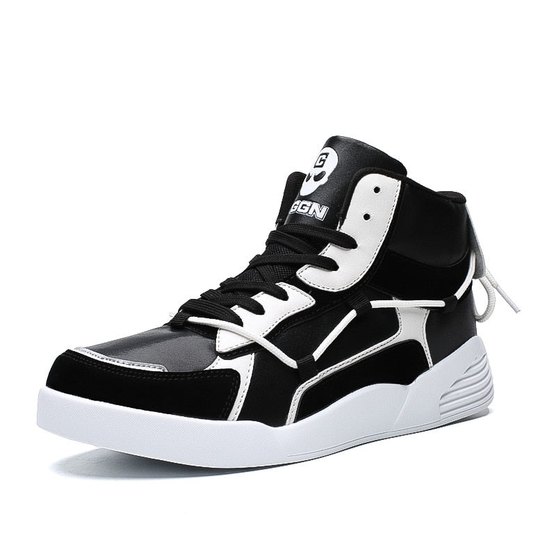 New 2020 High Top Sneakers Men Casual Shoes Breathable White Shoes Black Leather Trainer Men Chaussure Homme Mens Shoes Casual