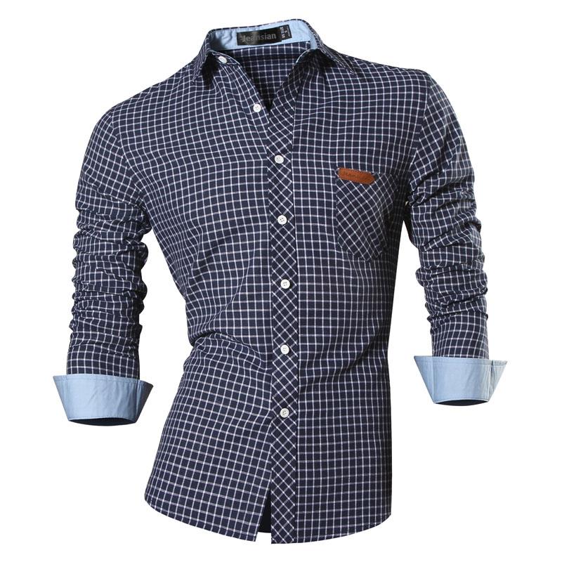 jeansian Spring Autumn Features Shirts Men Casual Long Sleeve Casual Slim Fit Male Shirts Zipper Decoration (No Pockets) Z015