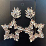 New Fashion women's Color Matching Big Rhinestone Love Heart-shaped Star Drop Earrings women's Jewelry Temperament Accessories