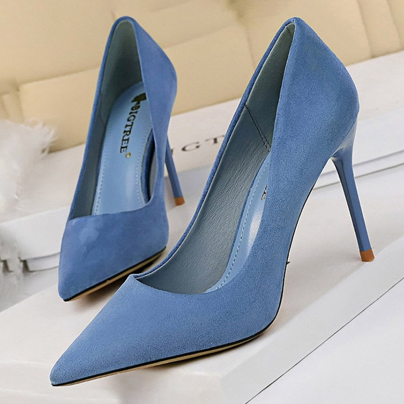 BIGTREE Shoes 2021 New Women Pumps Suede High Heels Shoes Fashion Office Shoes Stiletto Party Shoes Female Comfort Women Heels