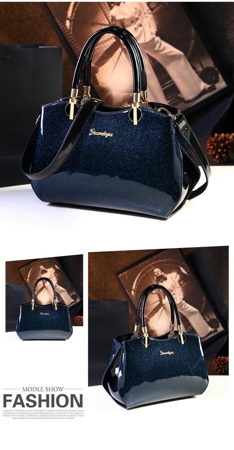 New arrival korean style simple pillow shoulder bags handbags women famous brands top handle bag patent leather messenger clutch