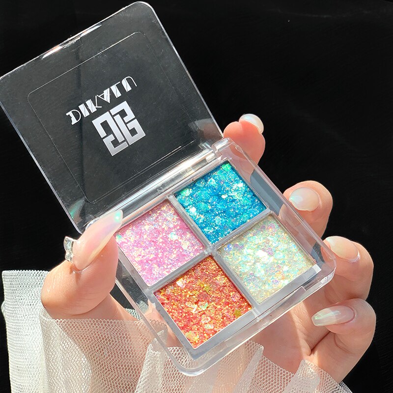 4 Colors Eyeshadow Palette Glitter Shimmer Eye Shadow Palette Portable Eyeshadow Makeup Cosmetic TSLM1