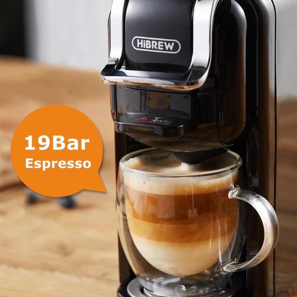 HiBREW Coffee Machine 19Bar 4in1 Multiple Capsule Expresso  Cafetera Dolce Milk&Nexpresso Capsule ESEpod  Ground Coffee Pod H2