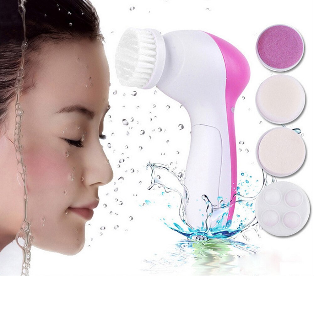 5 In 1 Face Cleansing Brush Silicone Facial Brush Deep Cleaning Pore Cleaner Face Massage Skin Care Makeup Cleanser Facial Brush