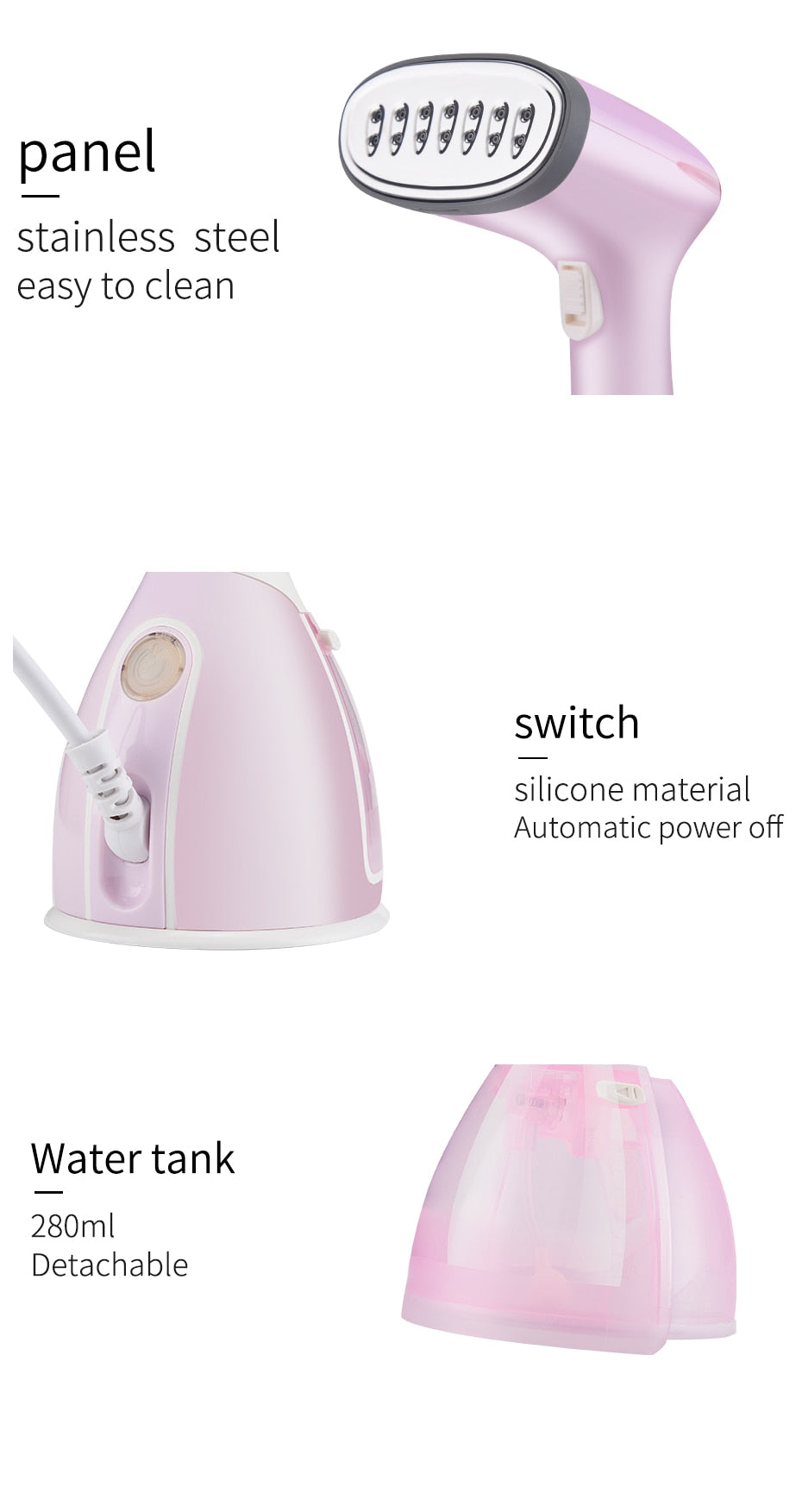 saengQ Handheld Garment Steamer 1500W Household Fabric Steam Iron 280ml Mini Portable Vertical Fast-Heat For Clothes Ironing