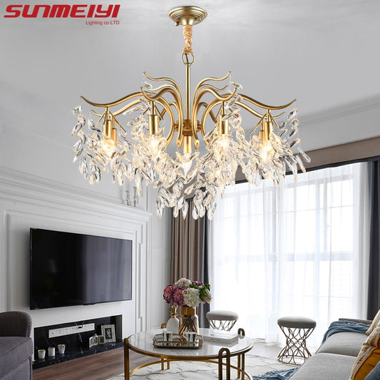 Nordic LED Crystal Chandeliers Gold Black Chandelier Luxury Lighting Kitchen Dining Living room Bedroom Lamp lustre pendente