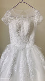 Fansmile Vestido De Noiva Lace Appliques Ball Gown African Wedding Dresses 2020 Vintage Short Sleeves Bride Dresses FSM-147T