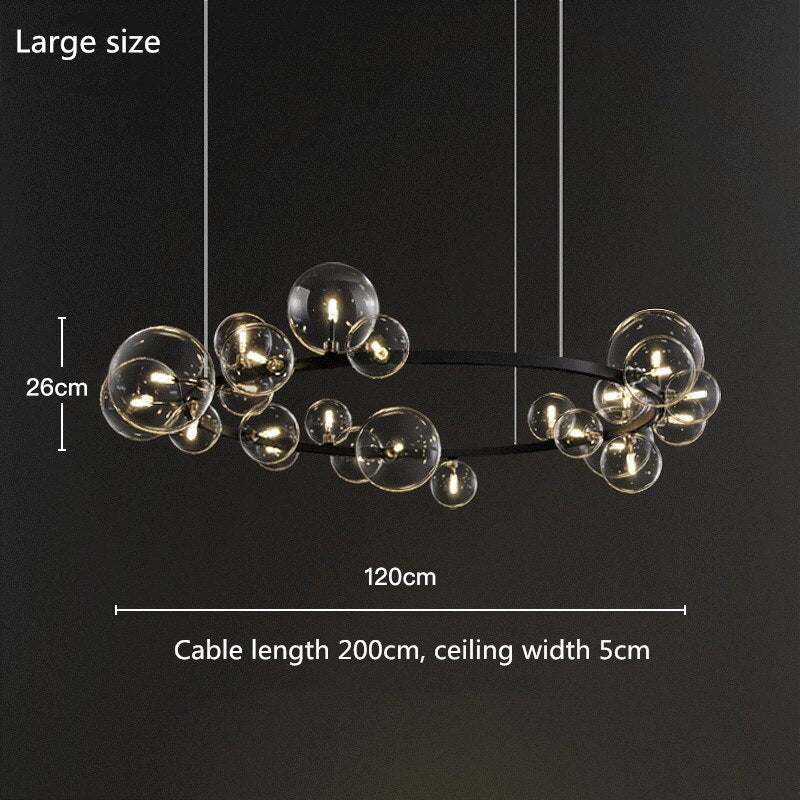 Modern Chandelier Clear Glass Bubbles Pendant lamp Metal Ceiling Light Fixture for Living Room Bedroom Kitchen LED lightings