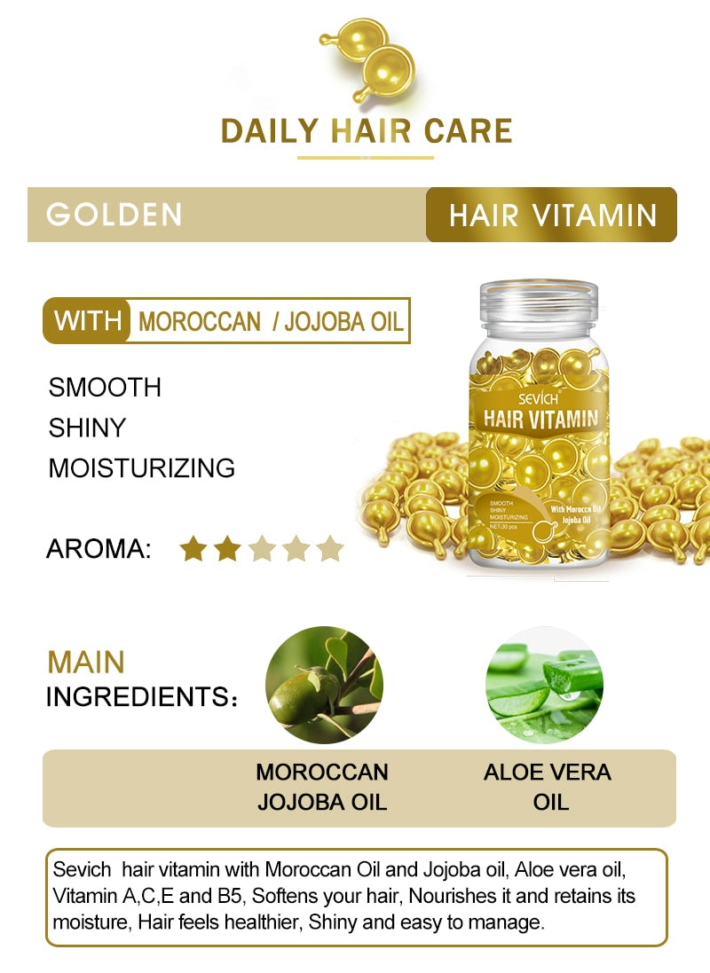 Hair Vitamin Keratin Complex Oil Hair Care Silky Hair Mask Repair Damaged Hair Capsule Serum Repair Hair Moroccan Treatment Oil