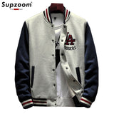 Supzoom New Arrival Letter Rib Sleeve Cotton Embroidery Logo Single Breasted Casual Bomber Baseball Jacket Loose Cardigan Coat