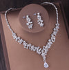 Luxury Silver Color Crystal Bridal Jewelry Set Wedding Cubic Zircon Crown Tiaras Earrings Necklace Set African Beads Jewelry Set