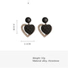 FYUAN Korean Style Black Acrylic Heart Dangle Earrings for Women Rhinestone Earrings Weddings Party Jewelry Accessories