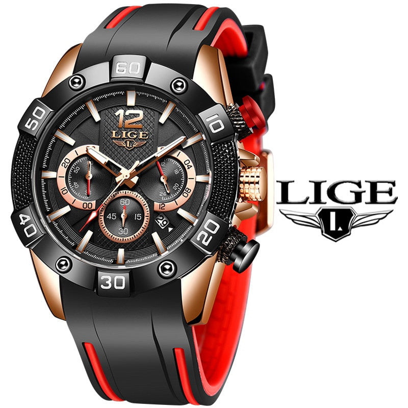 LIGE 2021 New Fashion Blue Mens Watches Top Brand Luxury Clock Sports Chronograph Waterproof Quartz Watch Men Relogio Masculino