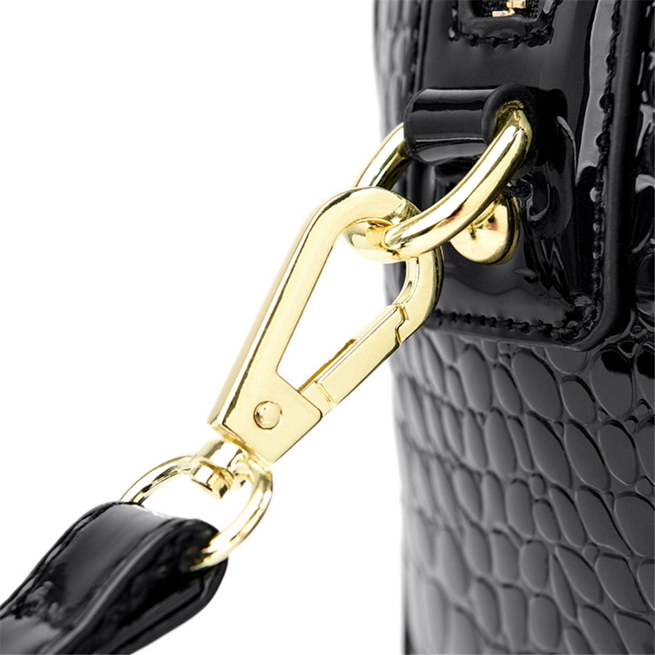 Luxury Patent Leather Handbags for Women Designer Crocodile Pattern Women's Shoulder Crossbody Bag New Ladies Messenger Purses