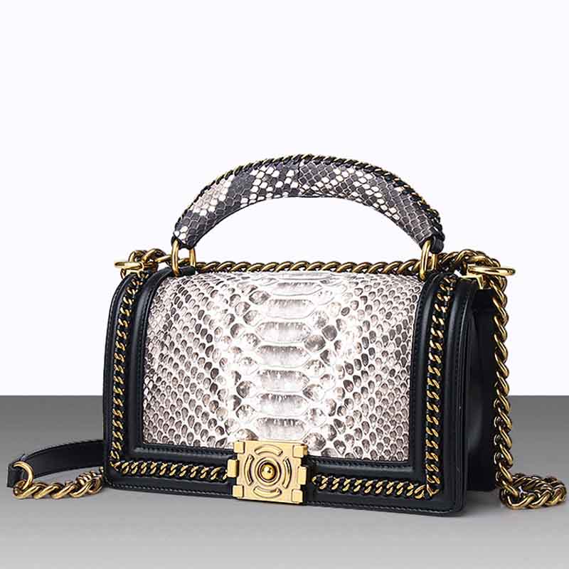 Luxury handbag real cowhide with snake skin fashion Handbag women's leather women bags designer handbags quality Women's bag