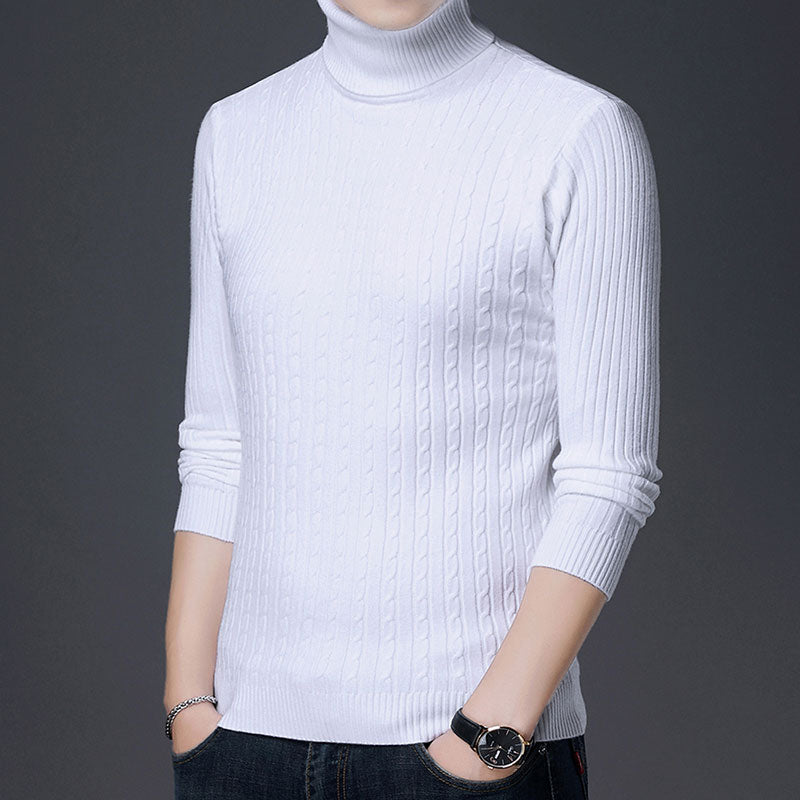 2021 New Casual Knitted Turtleneck Sweater Men Pullover Clothing Fashion Clothes Knit Winter Warm Mens Sweaters Pullovers 81332