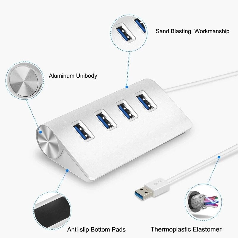 USB 3.0 HUB Multi 4 Port With 5Gbps High Speed Power Adapter Multi USB 3.0 Hub USB Splitter For PC Laptop Computer Accessories