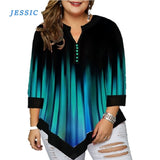 JESSIC Spring Autumn New Stripe 2020 Big Size Female Clothes Blouse Women Irregular Long Sleeve Casual Print 3D Shirts