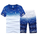 Tracksuit Male 2021 Men Clothing Sportswear Set Fitness Summer Print Men Shorts + T shirt Men's Suit 2 Pieces Sets Plus Size 4XL