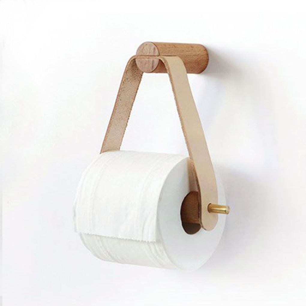 Wooden Rolled Toilet Paper Holder Bathroom Storage Paper Hand Towel Dispenser Toilet Tissue Paper Rack Bathroom Accessories