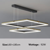 Modern Minimalist Luster Square Black Gold LED Chandelier for Bedroom Living Room Restaurant Loft Home Indoor Light Fixture