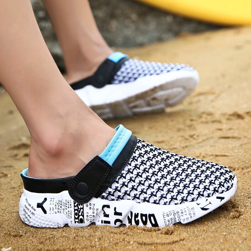 Fashion Sneakers Without Laces Man Handmade Beach Men's Summer Shoes Big Size Mesh Sneakers Light Shoes 2021 Outdoor Flats A-032