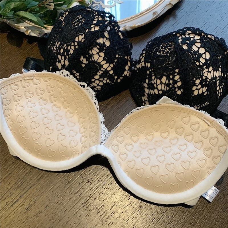 Women's Cotton Underwear Sexy Lace Brassiere Fashion Strapless Push Up Bra Plus Size Invisible Bra Female Sexy Lingerie