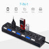 USB Hub 7 Port USB 2.0 Hub Splitter With ON/OFF Switch USB Hab High 5Gbps Multi Computer Accessories For PC Speed W1P8