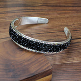 Vintage Luxury Black Gray Crystal Stone Hairband Rhinestone Bridal Wedding Headband For Women Baroque Hair Accessories Jewelry