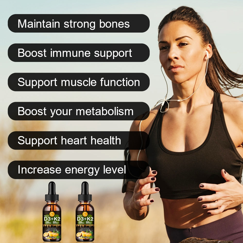 Greenpeople Vitamin K2 Mk7 Drops Osteoporosis Supplement  Diuretic Liver Detoxification Supports Immune Health Vitamin D3 Drops