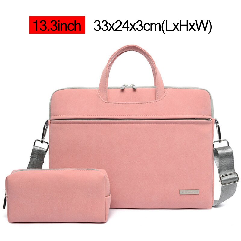 2PCS Business Laptop Briefcase Suede Office Macbook Handbag 13 14 15.6 inch Computer Bag Crossbody Notebook Travel Bags XA65C