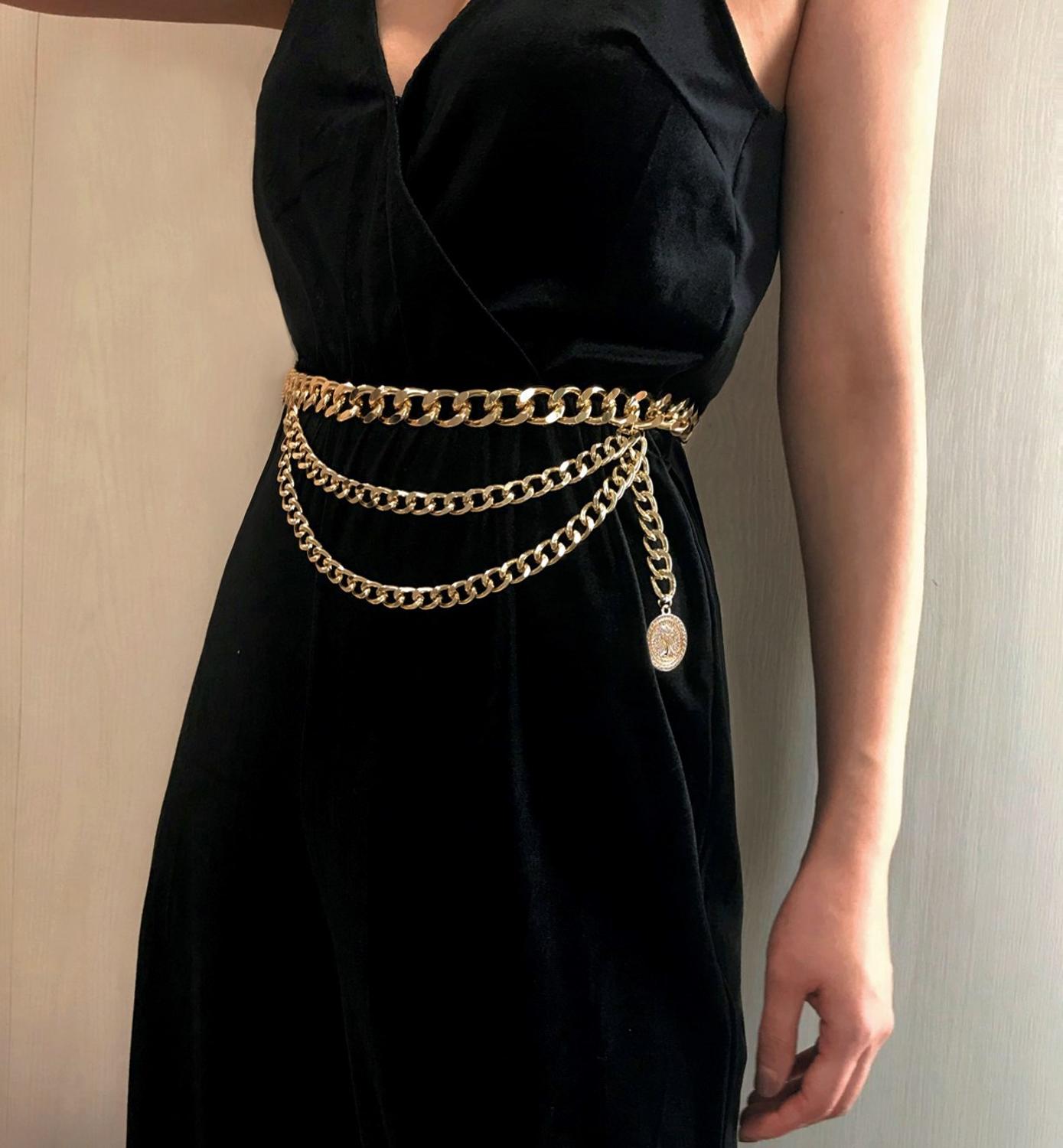 New Fashion Girls Metal Waist Chain Gold Plated Belt Decoration Belt for Dresses Women Circle Metal String Designer Belts