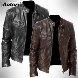 2021 Mens Fashion Leather Jacket Slim Fit Stand Collar PU Jacket Male Anti-wind Motorcycle Lapel Diagonal Zipper Jackets Men 5XL