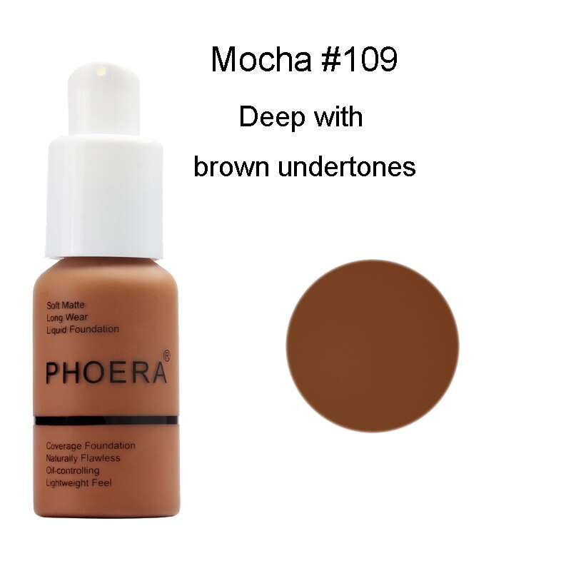 PHOERA 10Colors Soft Matte Full Coverage Liquid Foundation Concealer Longlasting Face Foundation Moisturizer Face Liquid Foundat