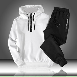 Sets Tracksuit Men Autumn Winter Hooded Sweatshirt Drawstring Outfit Sportswear 2021 Male Suit Pullover Two Piece Set Casual