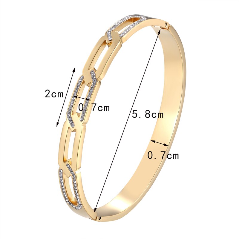 Exquisite Zircon Chain Shape Bracelets & Bangle Stainless Steel Woman Trendy Brand Bangle Gold Plated Jewelry Pulseira Wholesale