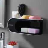 GESEW Drainer Soap Dish For Bathroom Multifunction Soap Holder With Hooks Organizer Punch-free Storage Box Bathroom Accessories