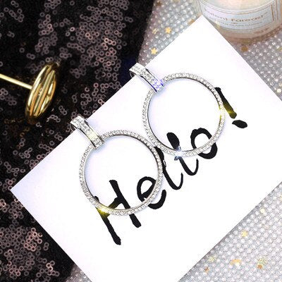 New Arrival Metal Hyperbole Round Women Dangle Earrings Fashion Female Korean Simple Jewelry Circle Earrings