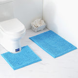 2ps-set Shaggy Chenille Bathroom Mat Set Absorbent And Machine Washable Fit Toilet Bathtub Living Room Door Bathroom Foot Floor