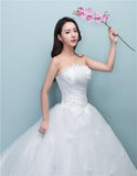 New Luxury Beading Brush Train Lace Up Wedding Dress Sexy Strapless Applique Customized Plus Size Bridal Gown Vestido De Noiva