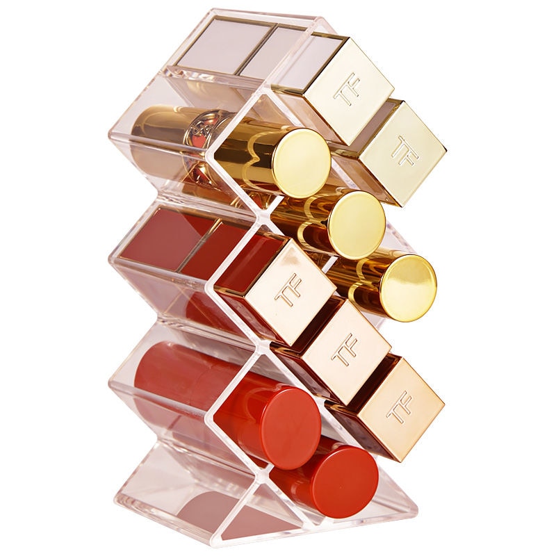 Lipstick Holder Make-up Organizer Cosmetic Storage Box Lip Gloss Storage Rotating Display Stand Transparent Plastic Storage Box