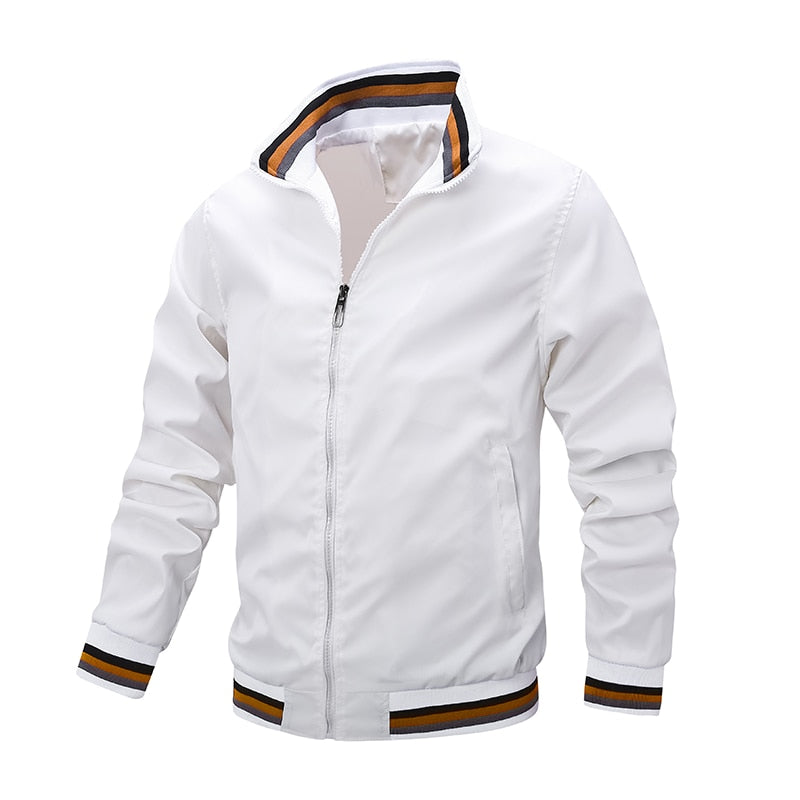 2021 Spring New Men White Casual Jacket Fashion Windbreaker Bomber Jacket Men Military Coat Outdoor Sportswear Jacket Men