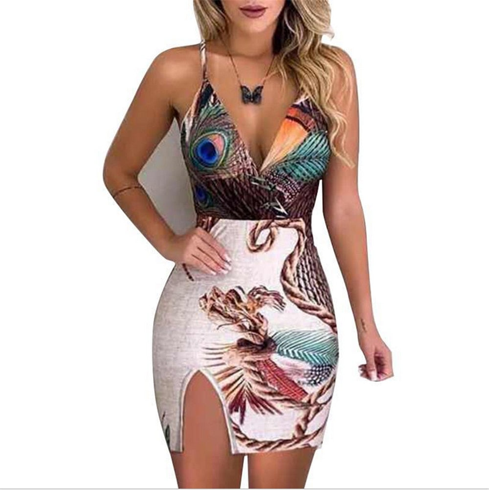 Hirigin Boho Floral Women Dress Sexy Ladies Sleeveless Bodycon Prom Evening Party Summer Beach Casual Long Sundress