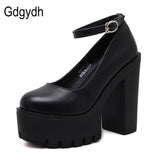 Gdgydh 2022 new spring autumn casual high-heeled shoes sexy ruslana korshunova thick heels platform pumps Black White Size 42