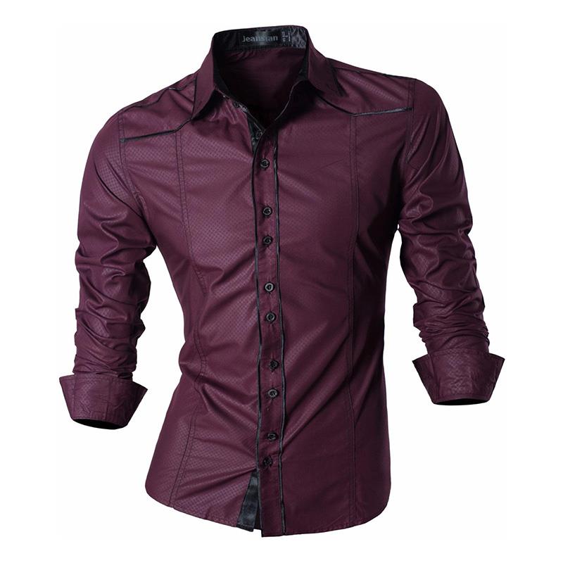 jeansian Spring Autumn Features Shirts Men Casual Long Sleeve Casual Slim Fit Male Shirts Zipper Decoration (No Pockets) Z015