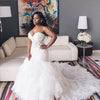 2020 African Wedding Dresses Sweetheart Lace Mermaid Plus Size Bridal Gowns Lace Up Tiered Sweep Train Wedding Vestidos