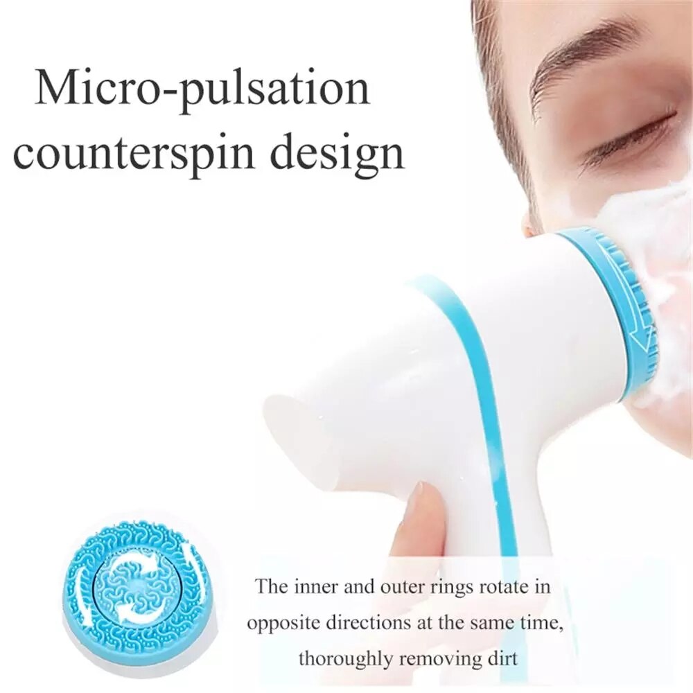 Electric Face Cleaners Facial Cleansing Brush Pore Ceaner Skin Deep Cleaning Spin Brush 3 Heads Face Spa Facial Beauty Massage