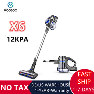 MOOSOO X6 Cordless Stick Vacuum Cleaner 12KPa Suction 120W 2200mAh 1.3L 4 in 1 Handheld Cleaner for Hard Floor Carpet Pet Hair