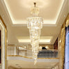 New Design Large Decorative High Ceilings Living Room Chrome Pendant Lamp Spiral Stair Lng Modern Luxury Crystal Chandelier