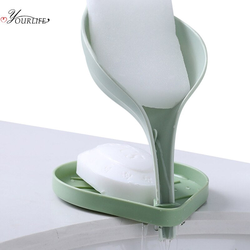 OYOURLIFE Three-dimensional Leaf Soap Box Bathroom Double Layer Non-slip Drain Soap Tray Soap Holder Bathroom Accessories